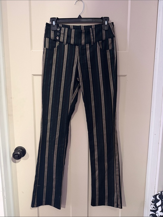 Urban Outfitters Pants - Urban Outfitters Black and Cream Striped Wide-Leg Trousers